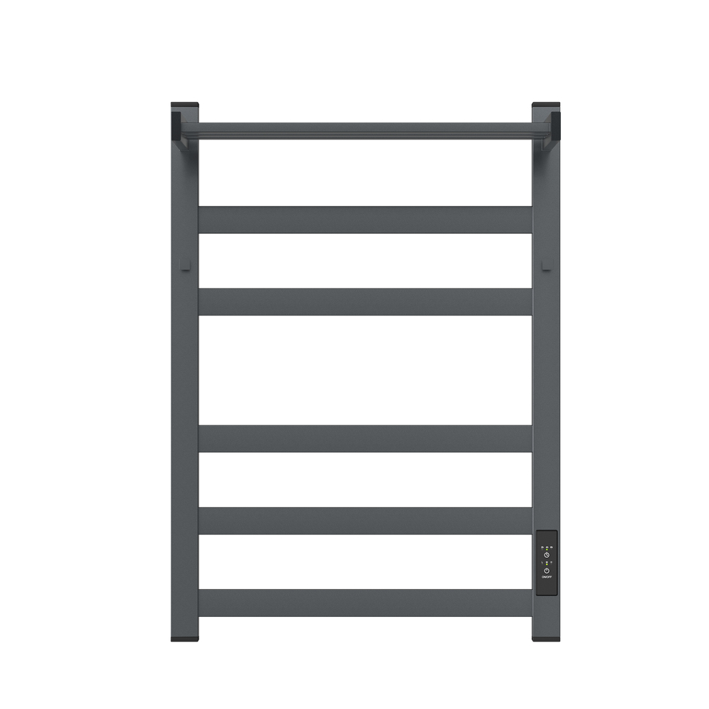Полотенцесушитель электрический HOLLER Наоми NM11164GF 600x400 с крючками и полкой, графит метал.