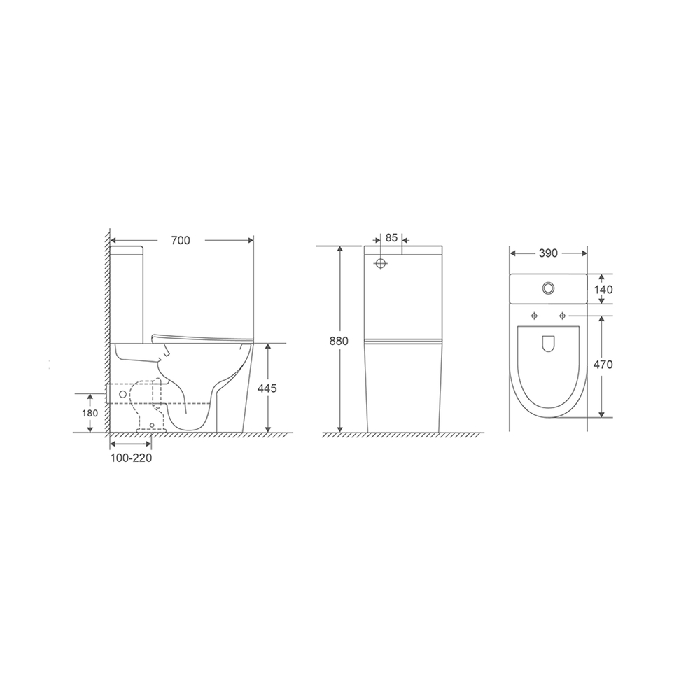Унитаз-компакт безободковый торнадо DQ Grimm DT1387516, 700*390*880мм, сиденье микролифт, белый