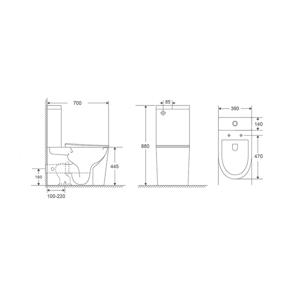 Унитаз-компакт безободковый торнадо DQ Grimm DT1387516, 700*390*880мм, сиденье микролифт, белый