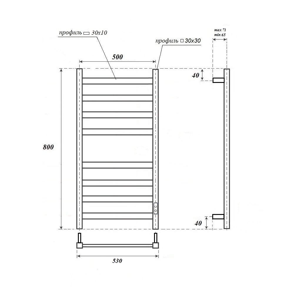 Полотенцесушитель электрический HOLLER Наоми NM00185WM 800x500, белый матовый
