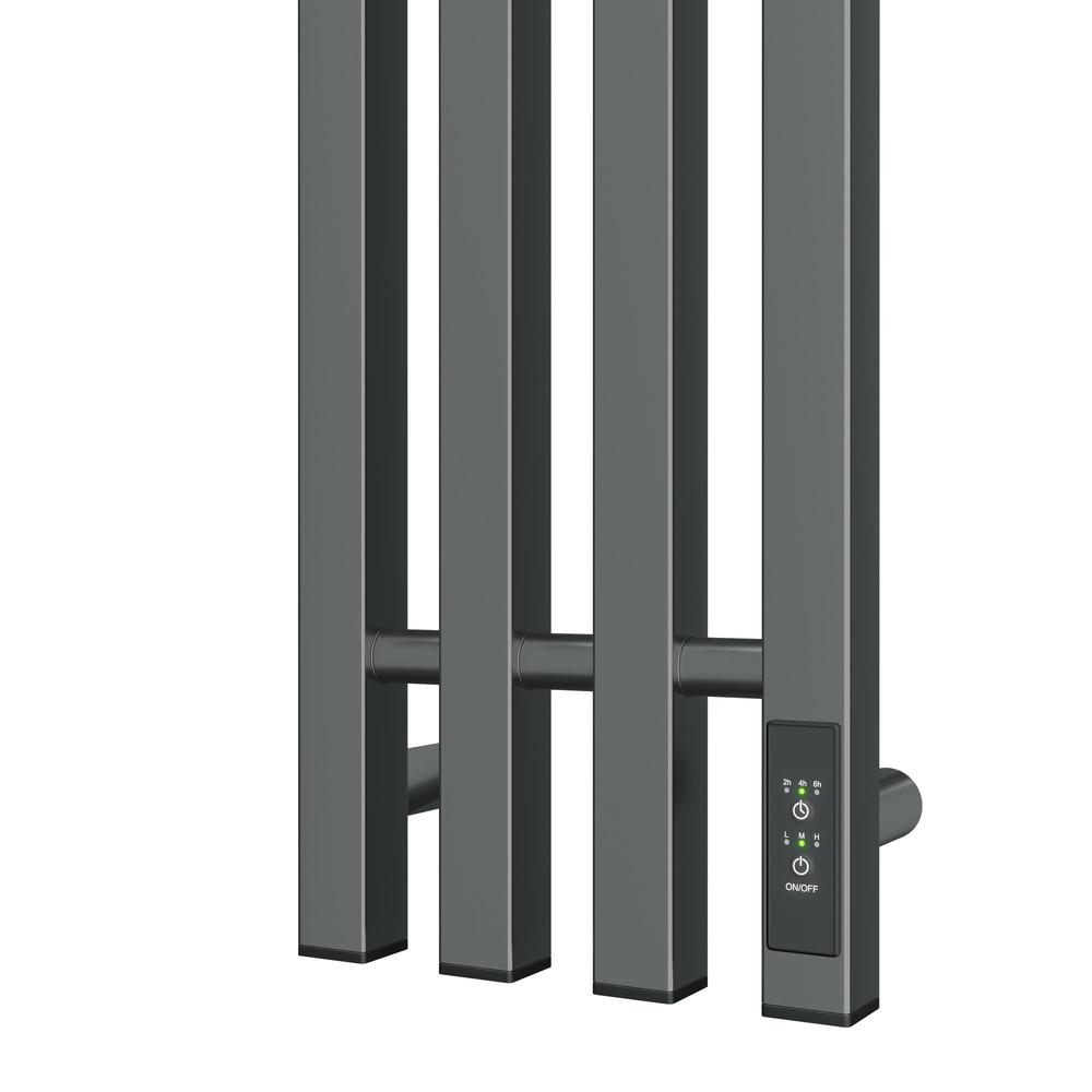 Полотенцесушитель электрический HOLLER Аурика AR10113GF 1100x180 с крючками, графит металлик