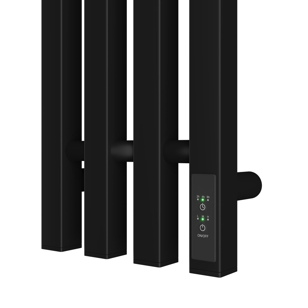 Полотенцесушитель электрический HOLLER Аурика AR10113BM 1100x180 с крючками, черный матовый