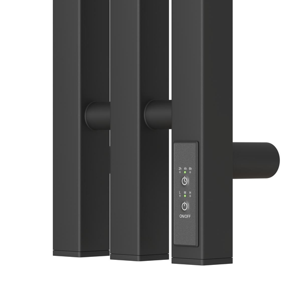 Полотенцесушитель электрический HOLLER Аурика AR10112BM 1100x120 с крючками, черный матовый