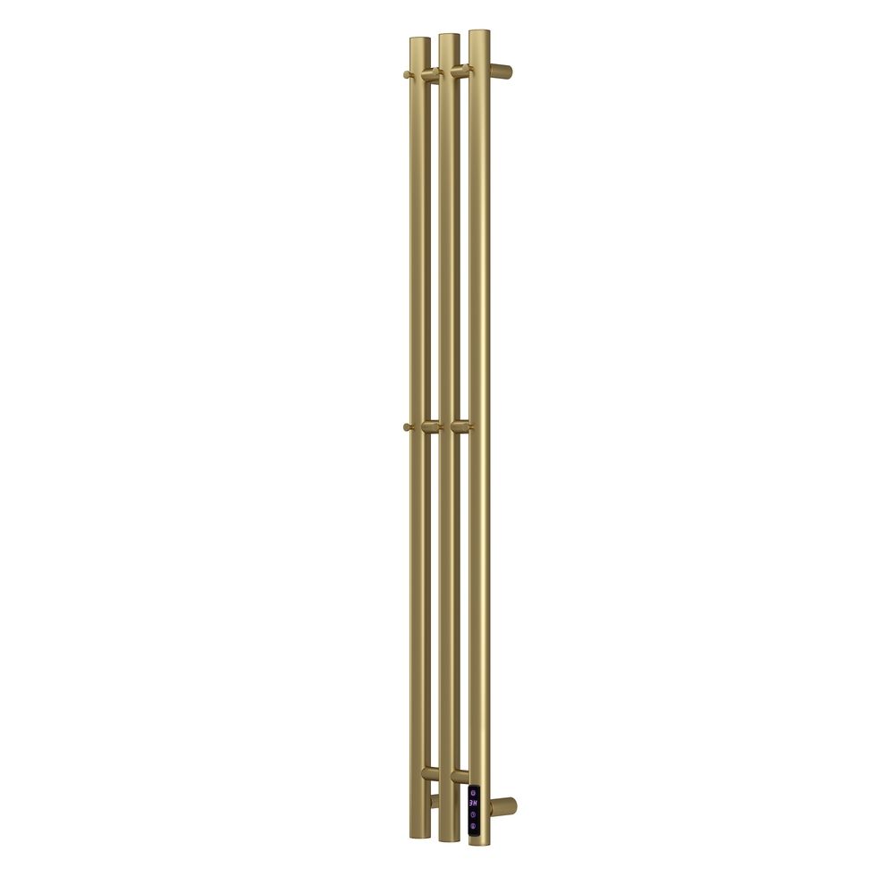 Полотенцесушитель электрический HOLLER Лонга LG10112GL 1100x120 с крючками, золотой матовый