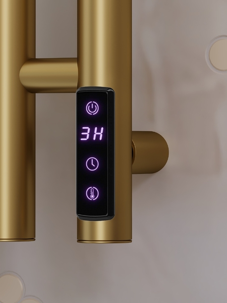 Полотенцесушитель электрический HOLLER Лонга LG10112GL 1100x120 с крючками, золотой матовый