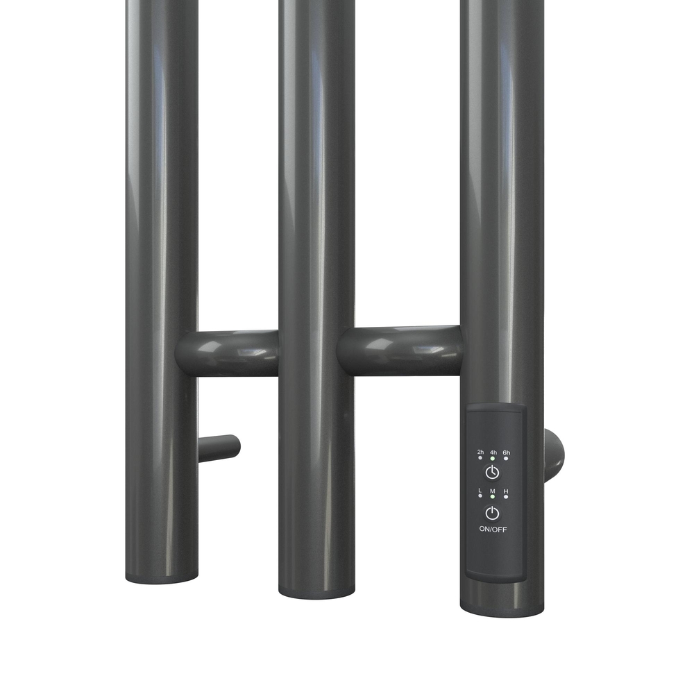Полотенцесушитель электрический HOLLER Лонга LG10112GF 1100x120 с крючками, графит металлик