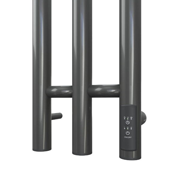 Полотенцесушитель электрический HOLLER Лонга LG10112GF 1100x120 с крючками, графит металлик