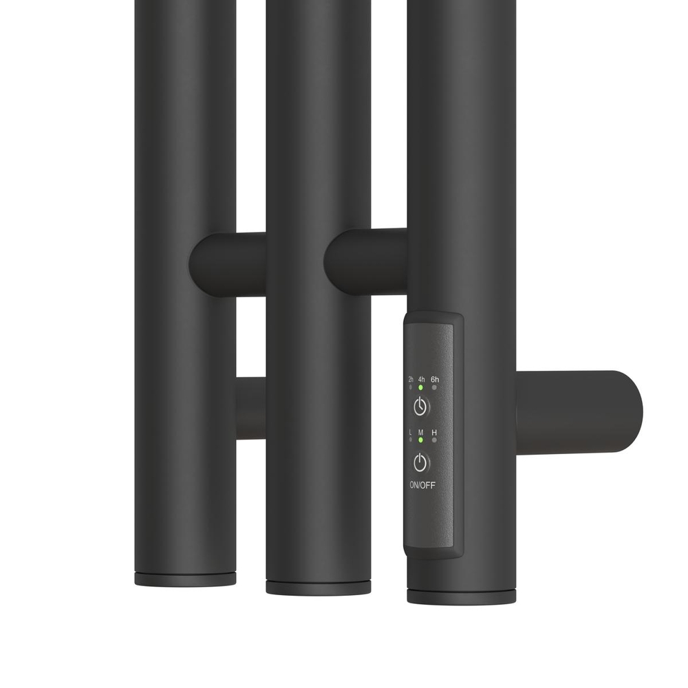 Полотенцесушитель электрический HOLLER Лонга LG10112BM 1100x120 с крючками, черный матовый