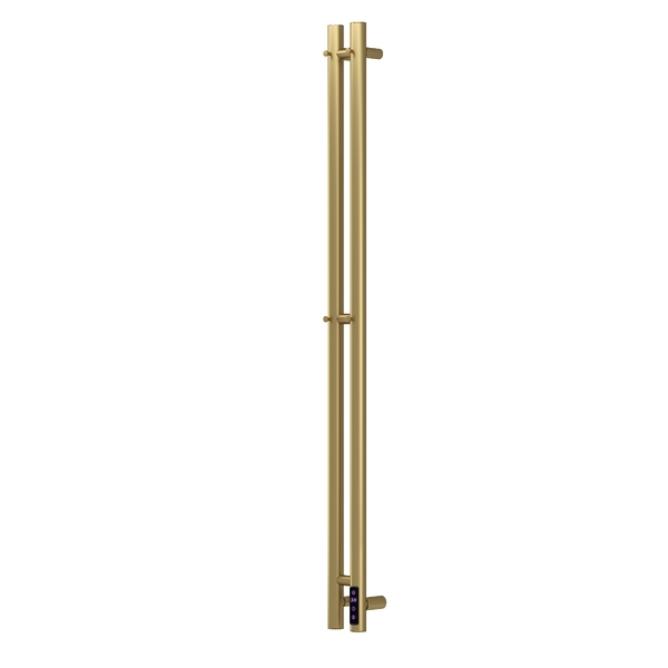 Полотенцесушитель электрический HOLLER Лонга LG10111GL 1100x80 с крючками, золотой матовый