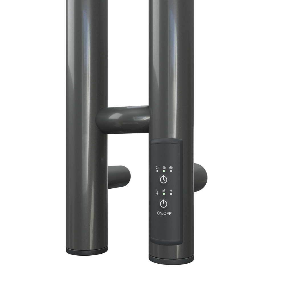 Полотенцесушитель электрический HOLLER Лонга LG10111GF 1100x80 с крючками, графит металлик