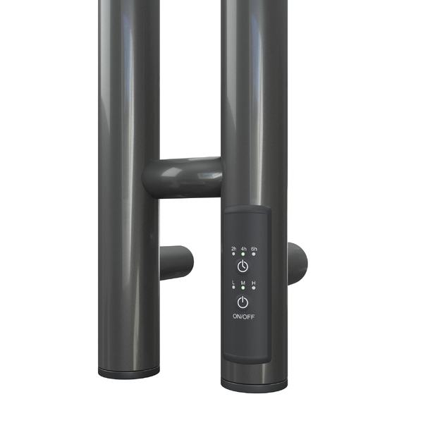 Полотенцесушитель электрический HOLLER Лонга LG10111GF 1100x80 с крючками, графит металлик