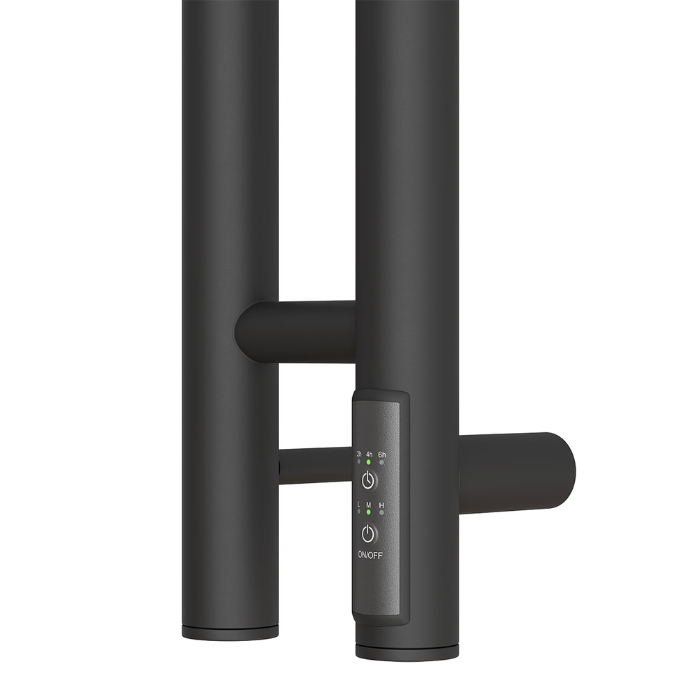 Полотенцесушитель электрический HOLLER Лонга LG10111BM 1100x80 с крючками, черный матовый