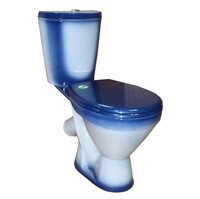 Унитаз-компакт Rosa "ЭЛЕГАНТ" Синий, антивсплеск, косой выпуск (г.Киров)