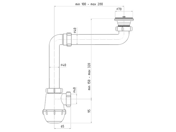 A5000 Сифон АНИ Пласт 1 1/2"*40 Грот смещённый