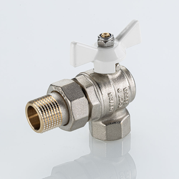 Кран вода VALTEC BASE-ГОСТ 3/4" г/ш баб американка угловой (бел. руч.) VT.228S.NW.05