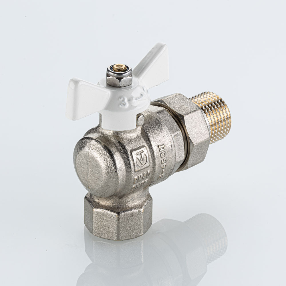 Кран вода VALTEC BASE-ГОСТ 3/4" г/ш баб американка угловой (бел. руч.) VT.228S.NW.05