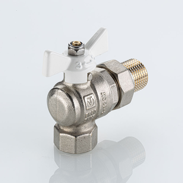 Кран вода VALTEC BASE-ГОСТ 3/4" г/ш баб американка угловой (бел. руч.) VT.228S.NW.05