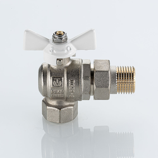 Кран вода VALTEC BASE-ГОСТ 3/4" г/ш баб американка угловой (бел. руч.) VT.228S.NW.05