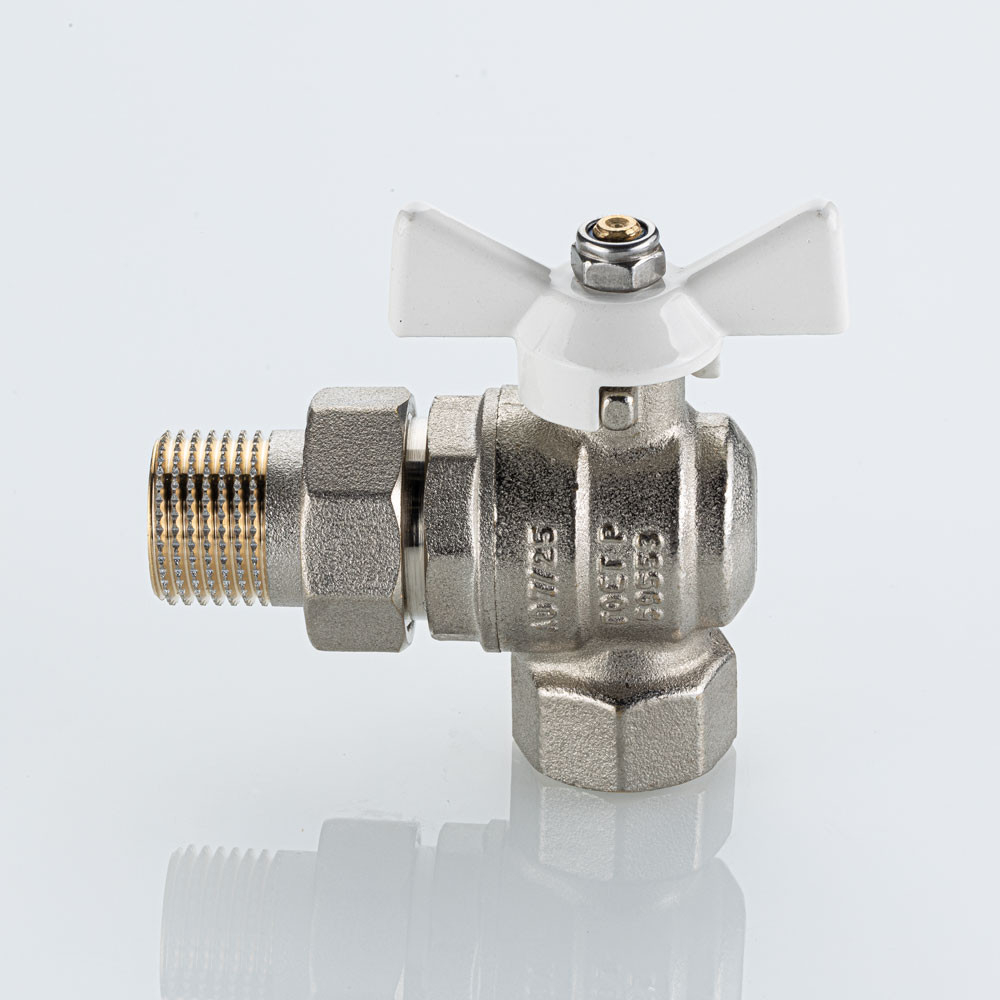 Кран вода VALTEC BASE-ГОСТ 3/4" г/ш баб американка угловой (бел. руч.) VT.228S.NW.05