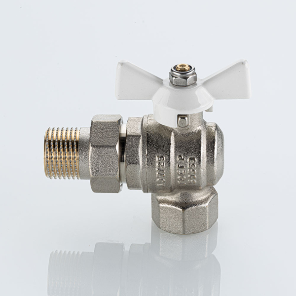 Кран вода VALTEC BASE-ГОСТ 3/4" г/ш баб американка угловой (бел. руч.) VT.228S.NW.05