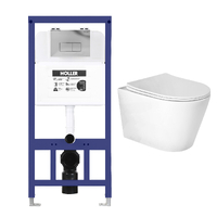 Инсталляция HOLLER MQ102 (комплект 3 в 1) + Унитаз подвесной безободковый (Торнадо) HOLLER WIND LUX , белый + Клавиша смыва HOLLER GPV, хром