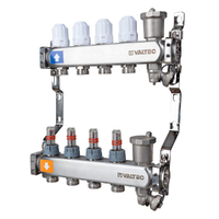 Коллекторный блок VALTEC из НЕРЖ. стали с регул. клап. и расх., 1"х8 вых. Евроконус 3/4" VTc.579.EMN.0608 