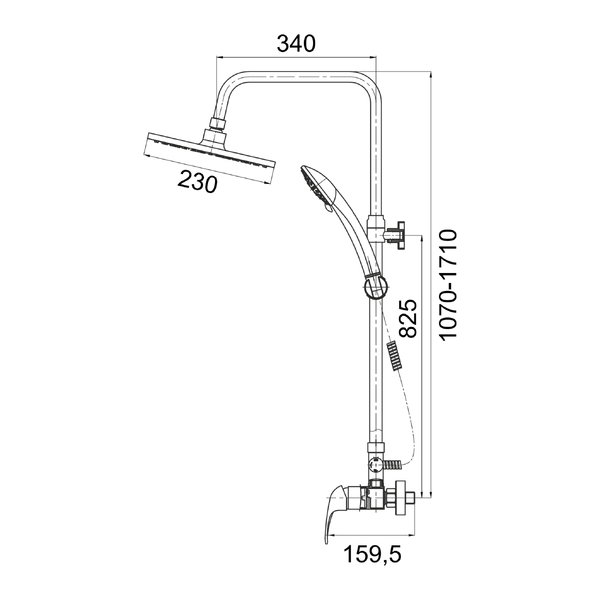 Душевая система со смесителем GROSS AQUA Стандарт (Basic) GA9005SMD