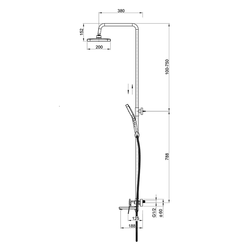 Душевая система со смесителем GROSS AQUA Баланс (Level) GA9990SMDR