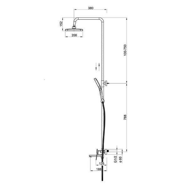Душевая система со смесителем GROSS AQUA Баланс (Level) GA9990SMDR