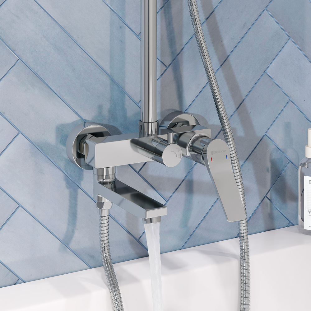 Душевая система со смесителем GROSS AQUA Баланс (Level) GA9990SMDR