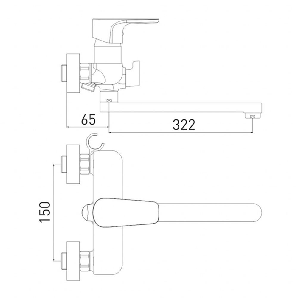 Смеситель д/в д/из вст.див GROSS AQUA Эволют (Evo) 7121297C-35L(F)