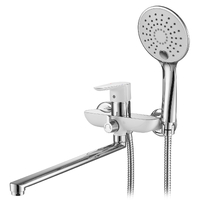 Смеситель ванна длинный излив GROSS AQUA Эстетика (Space) 7515288CW-35L(F) хром/белый