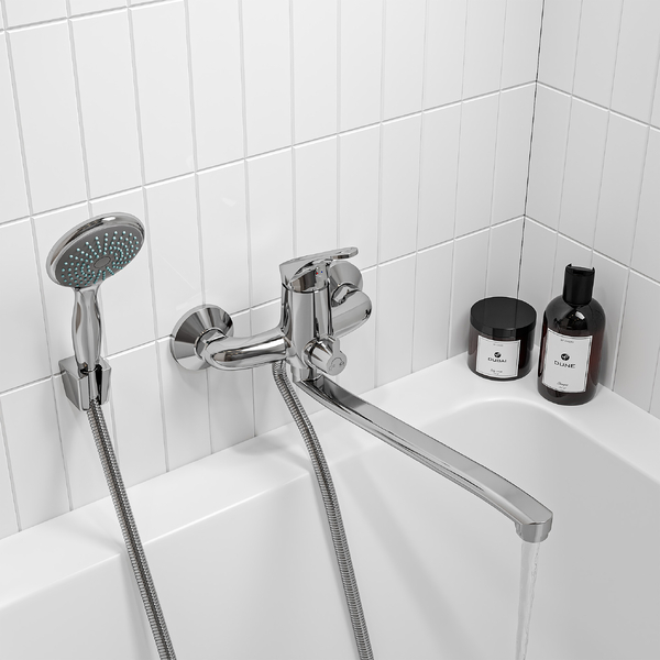 Смеситель ванна длинный излив GROSS AQUA Базис (Base) 7211258C-35S