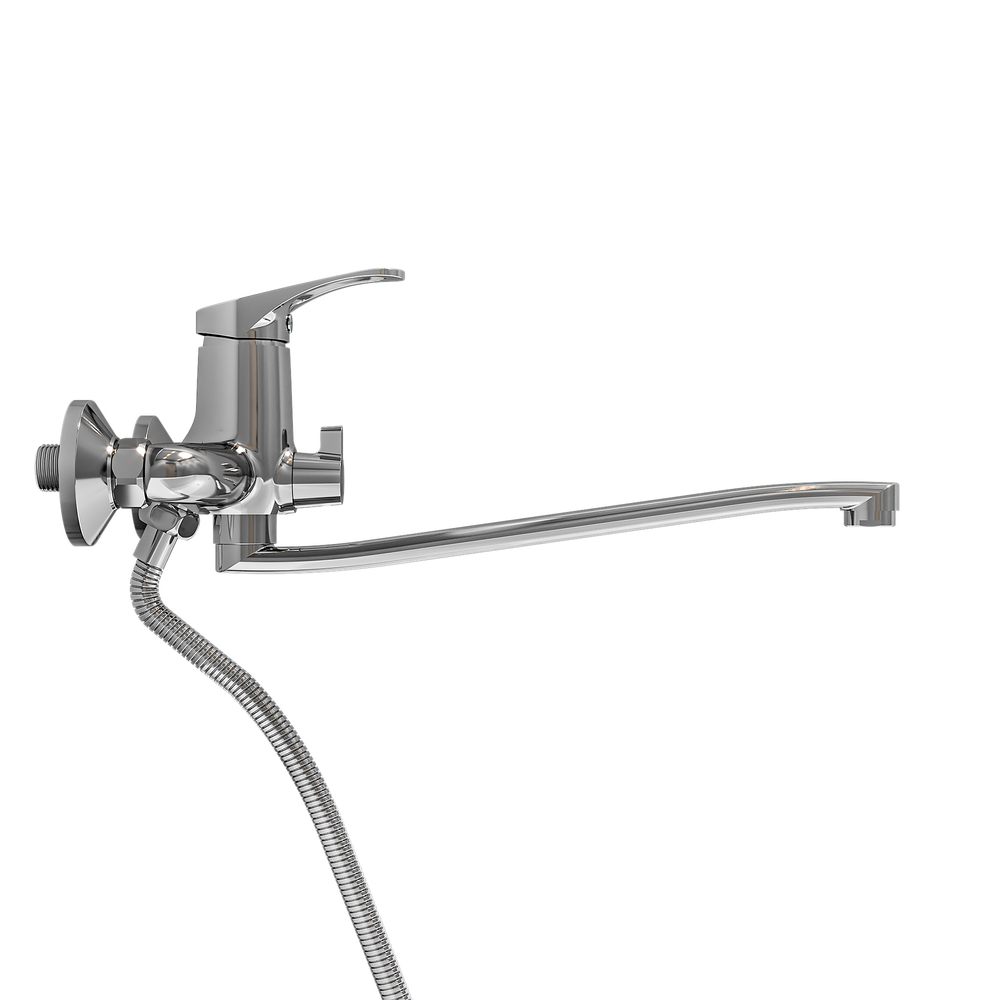 Смеситель ванна длинный излив GROSS AQUA Базис (Base) 7211258C-35S