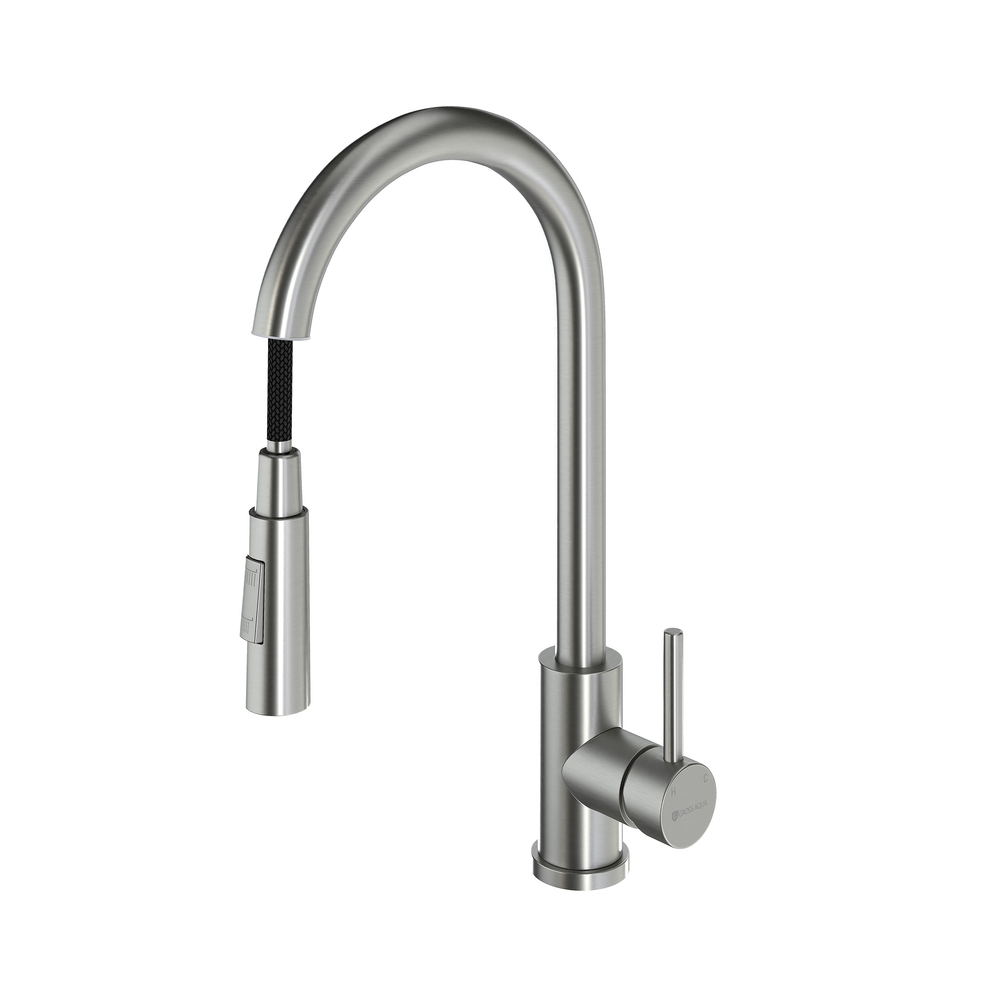 Смеситель д/к с выдвиж.изливом GROSS AQUA Сталь (Neosteel) 3140609SS