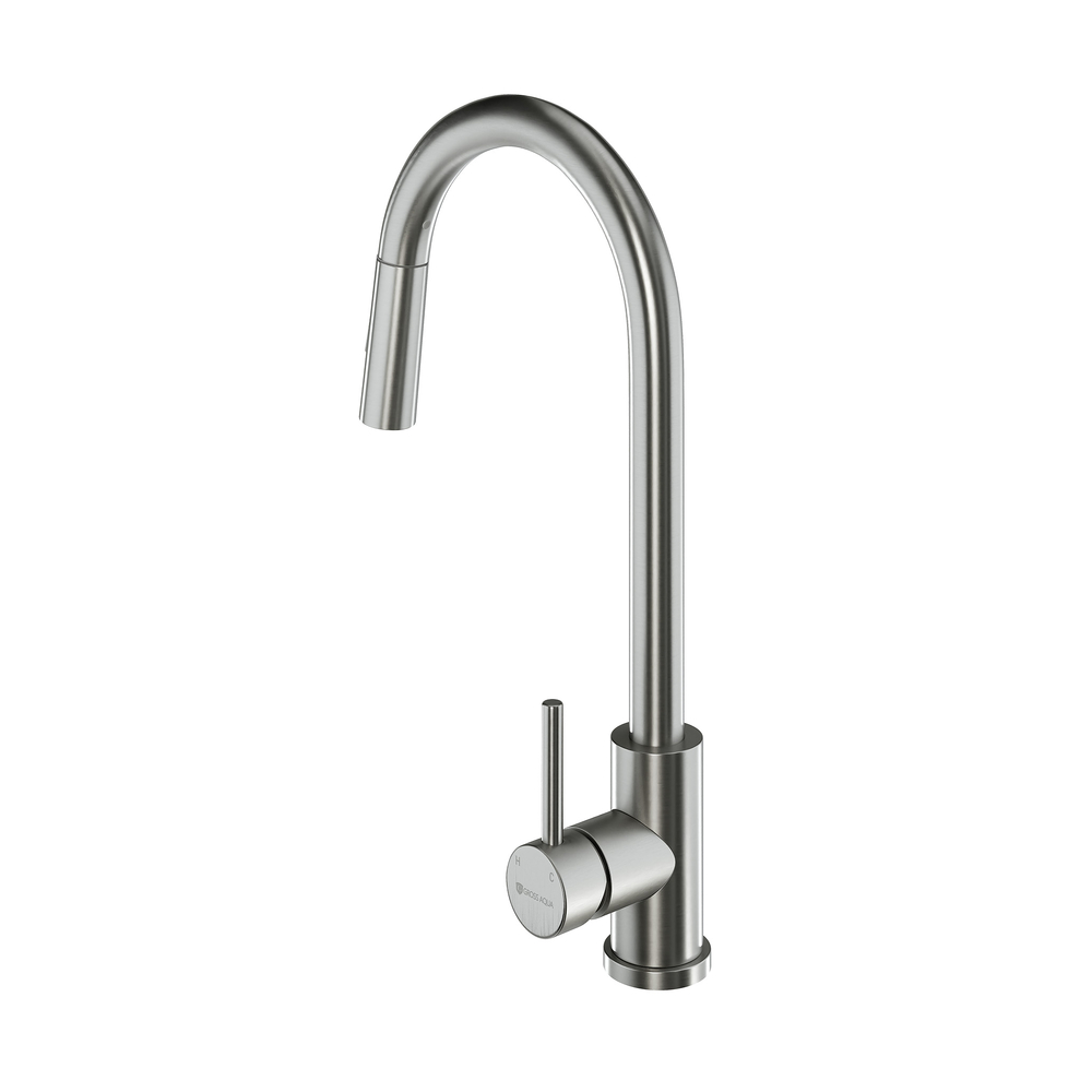 Смеситель д/к с выдвиж.изливом GROSS AQUA Сталь (Neosteel) 3140609SS