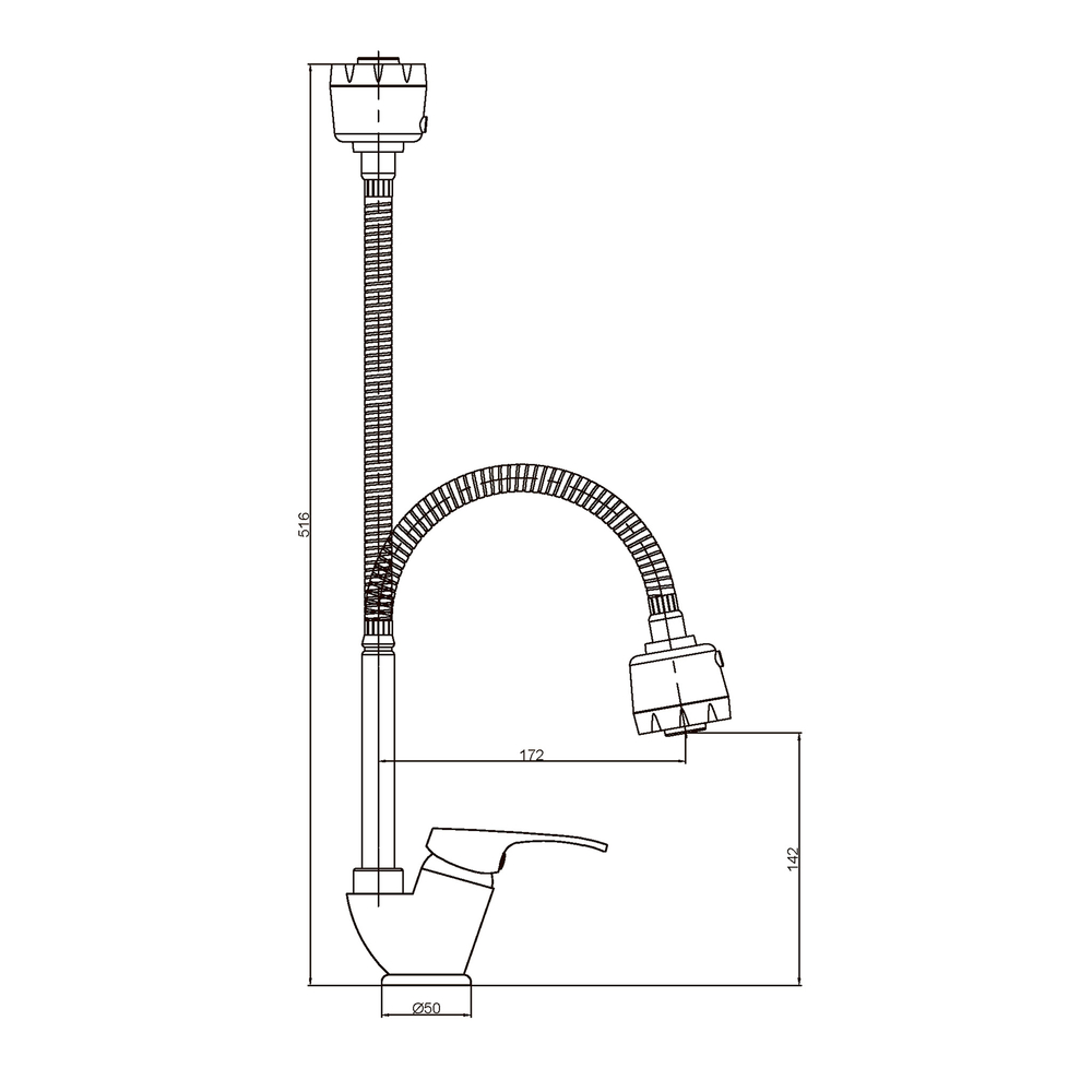 Смеситель кухня с гибким изливом GROSS AQUA Базис (Base) 3205258С-В015