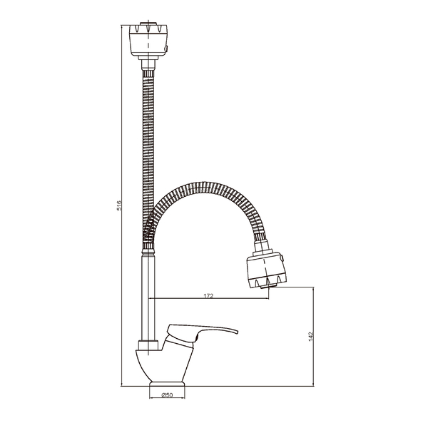 Смеситель кухня с гибким изливом GROSS AQUA Базис (Base) 3205258С-В015