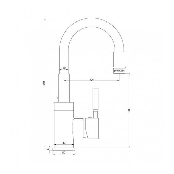 Смеситель кухня с гибким изливом GROSS AQUA Волна (ColorFlex) 3241508G хром-серый