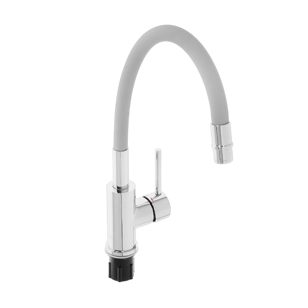 Смеситель кухня с гибким изливом GROSS AQUA Волна (ColorFlex) 3241508G хром-серый