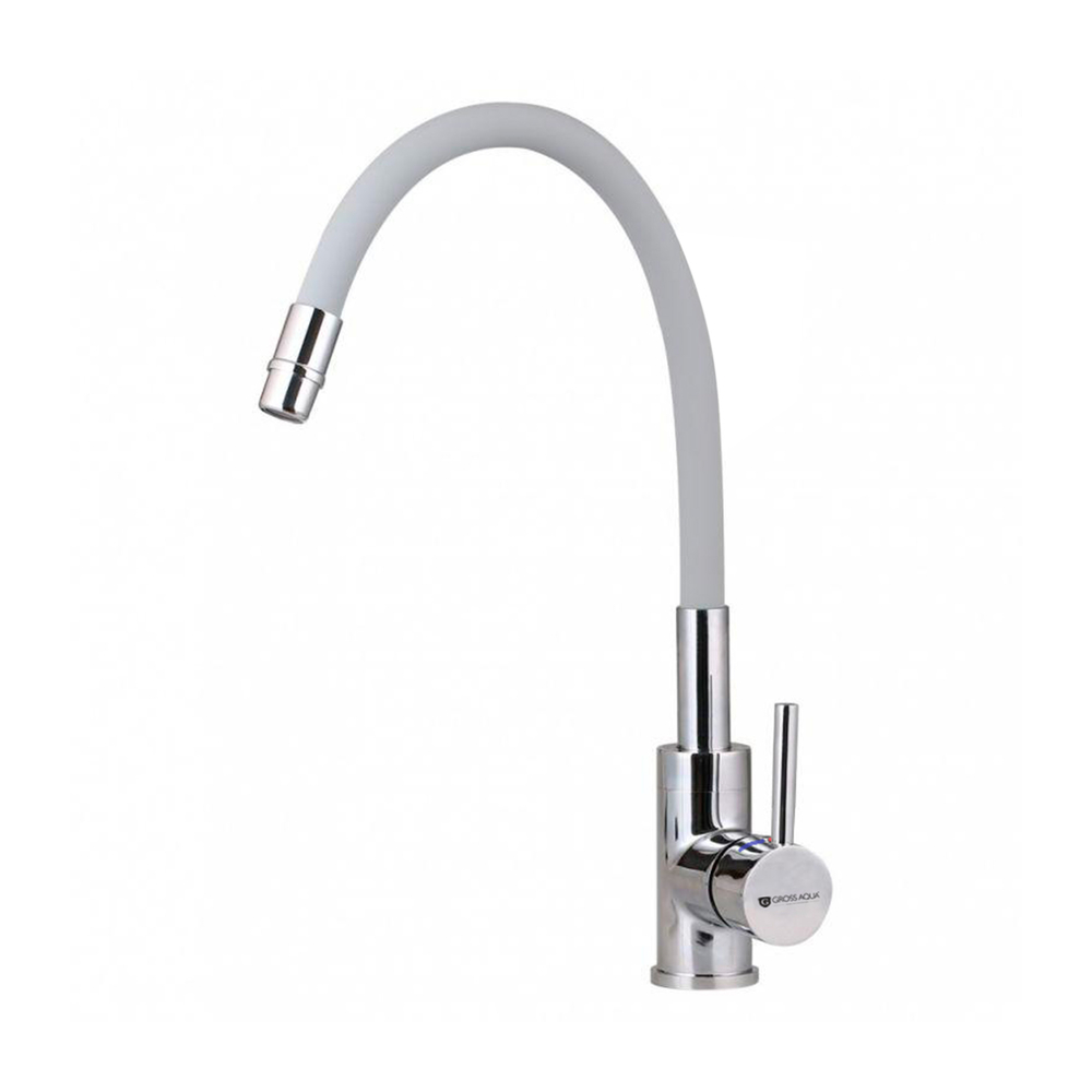 Смеситель кухня с гибким изливом GROSS AQUA Волна (ColorFlex) 3241508G хром-серый