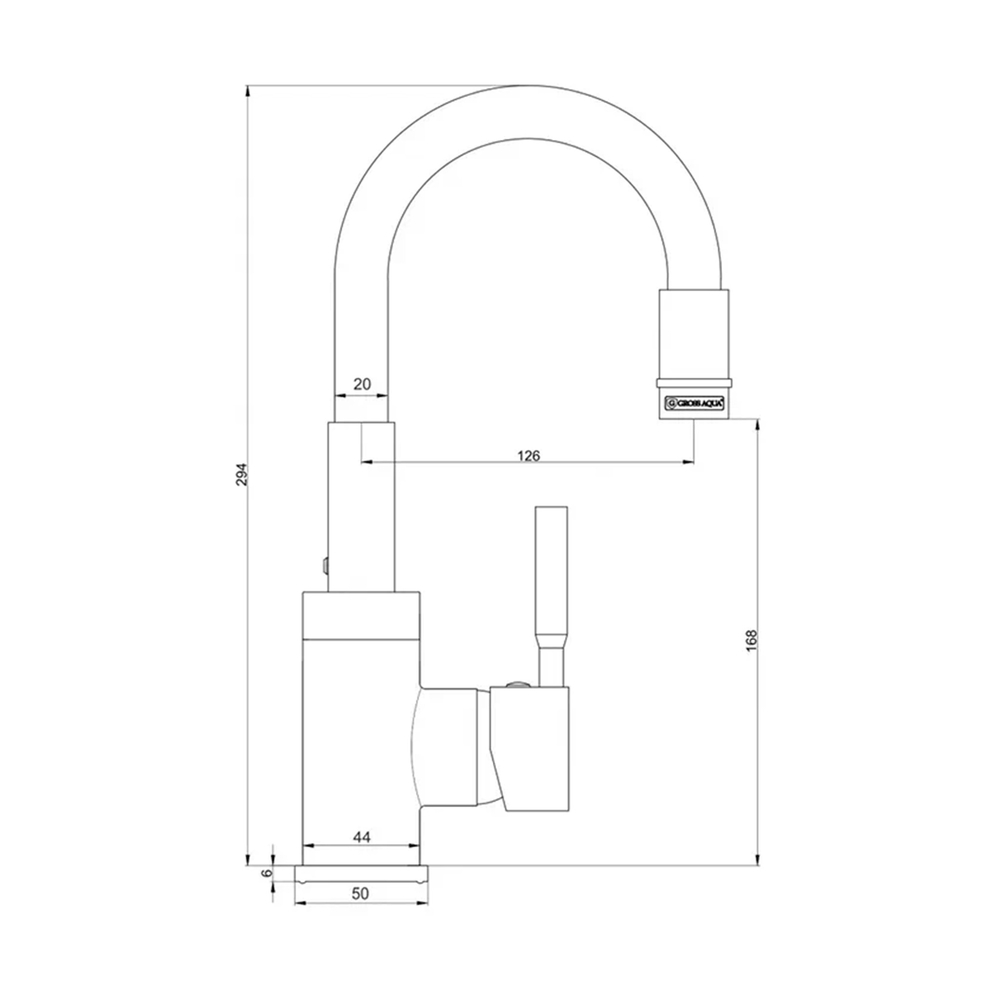 Смеситель д/кухни GROSS AQUA Волна (ColorFlex Matt Black) 3241508MB