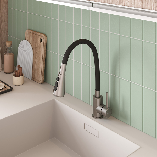 Смеситель для кухни с гибк.изливом GROSS AQUA Сталь (Neosteel) 3241609SSB