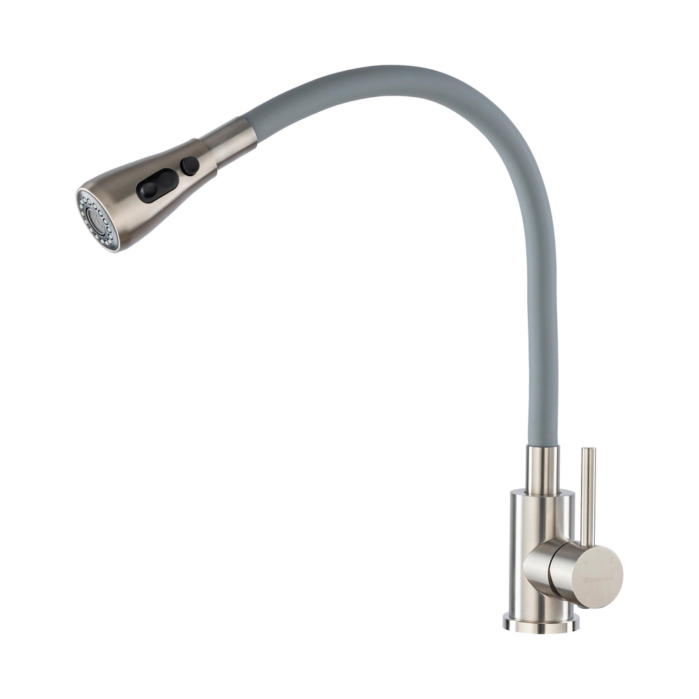 Смеситель для кухни с гибк.изливом GROSS AQUA Сталь (Neosteel) 3241609SSG