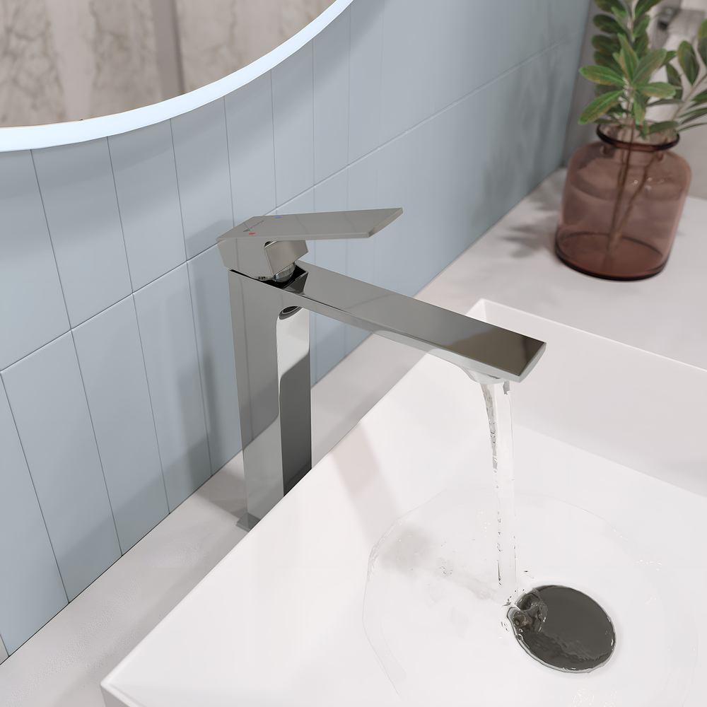 Смеситель для умывальника GROSS AQUA Грани (Edge) 6125880C выс/излив
