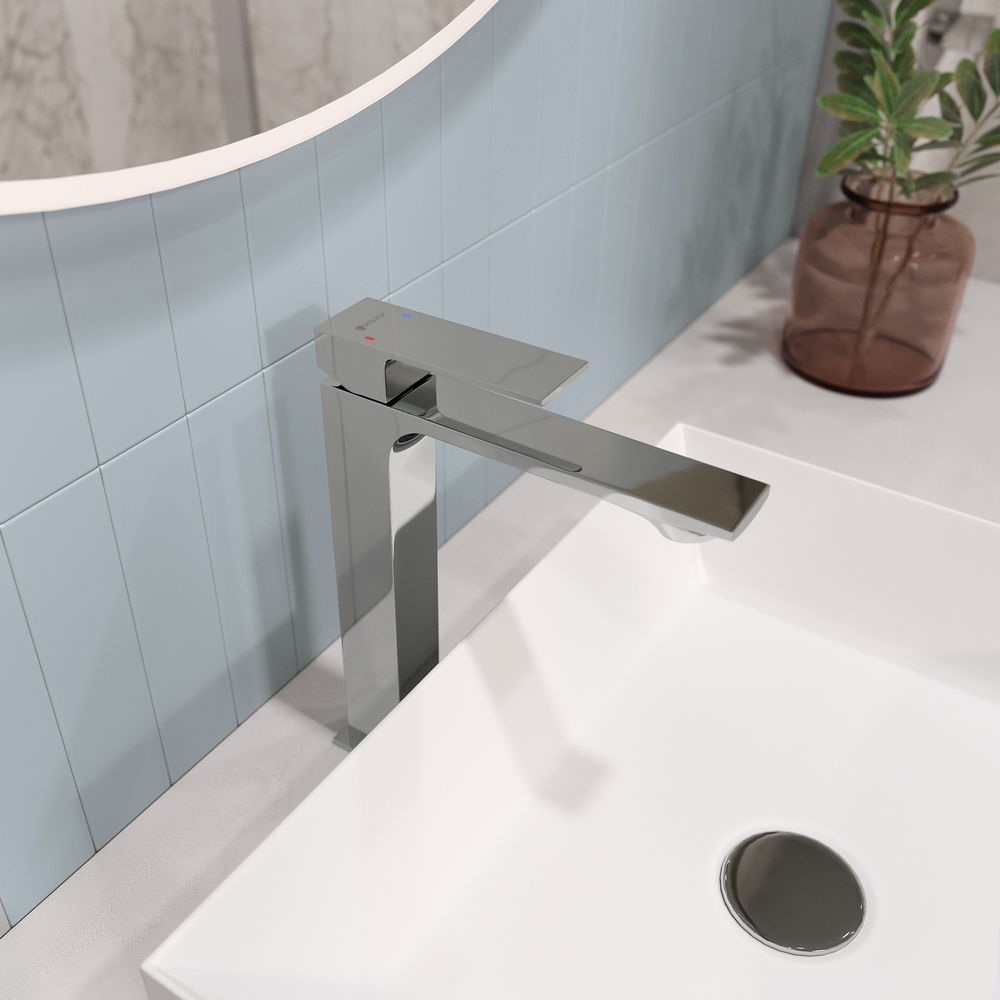 Смеситель для умывальника GROSS AQUA Грани (Edge) 6125880C выс/излив