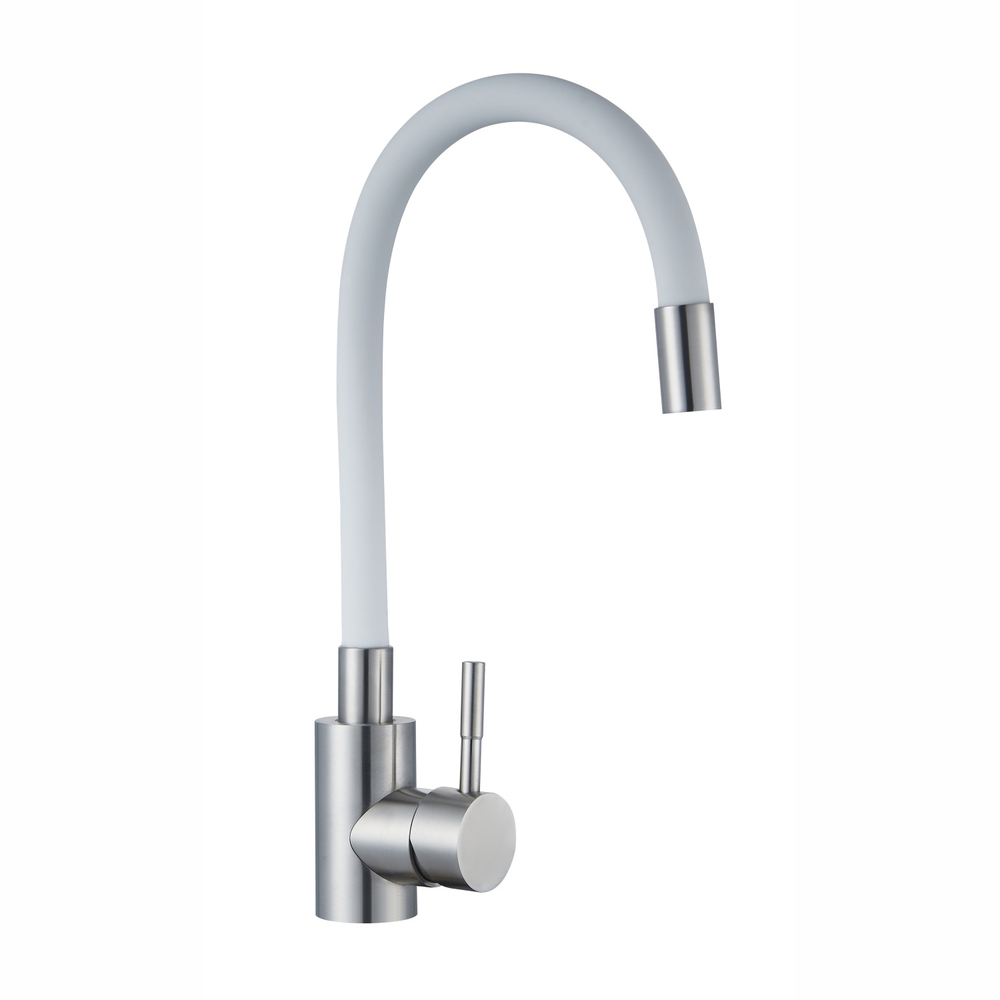 Смеситель для кухонной мойки с гибким изливом RUSH Simple SUS7335-61White белый