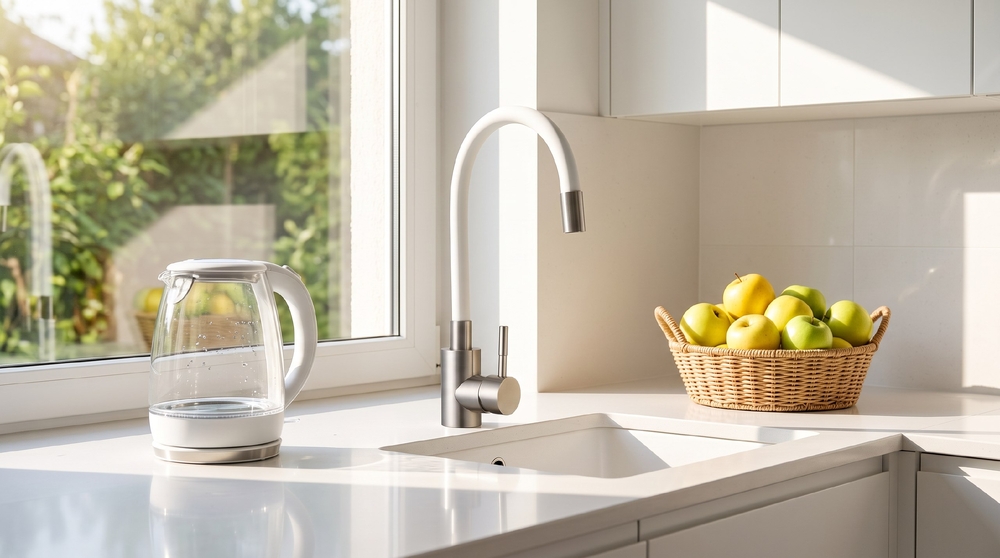 Смеситель для кухонной мойки с гибким изливом RUSH Simple SUS7335-61White белый