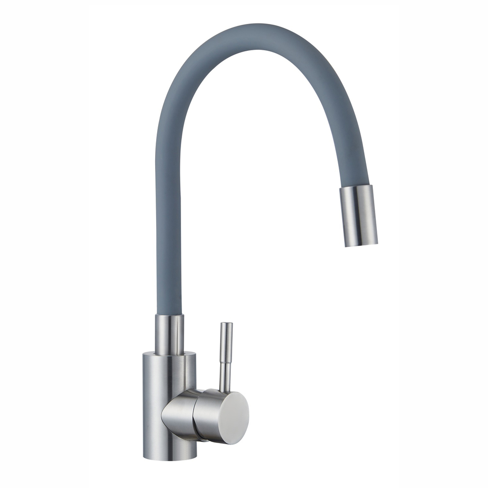 Смеситель для кухонной мойки с гибким изливом RUSH Simple SUS7335-61Grey серый
