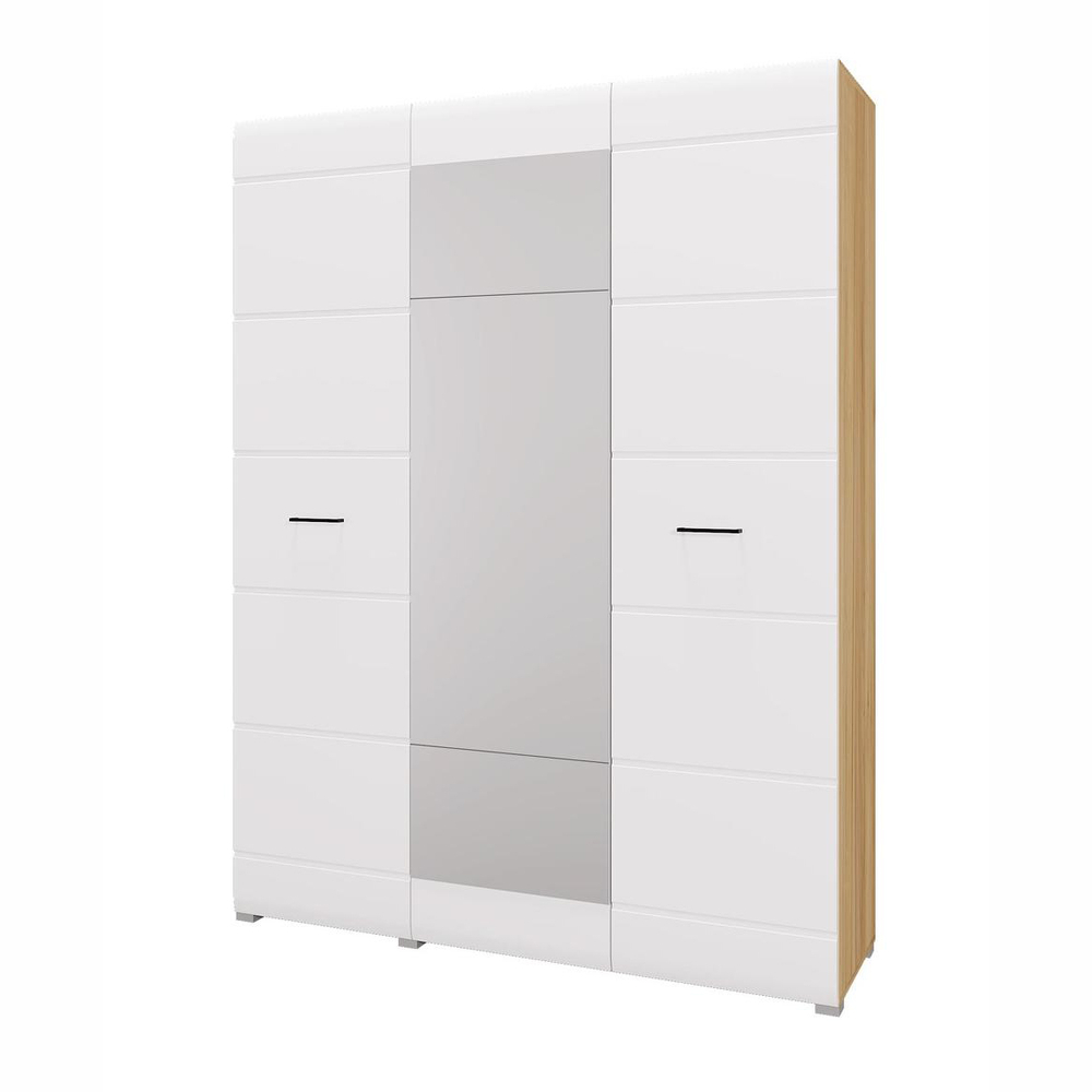 Шкаф 3х.ств. "Ненси " (белый глянец/крафт золотой) (5 мест)